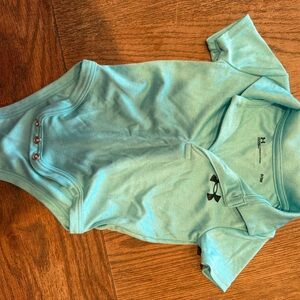 Under Armour Infant Onesie in Light Aqua with Dark Logo